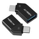USB C to USB Adapter(2 Pack), 45 Degree USB-C Male to USB 3.0 Female Adapter OTG Converter Compatible with MacBook Pro 2019/2018, Samsung and More Type-C Device, Black