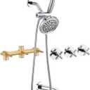 PROOX 3 Handle Tub Shower Faucet Set, Dual shower head Combo with Tub and Shower Trim Kit with Rough-in Valve, Polished Chrome Bathtub Shower Faucets, Wall Mounted Bathroom Rain Shower System