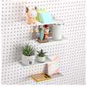 Pcs Pegboard Shelves, 10 x 4 Inch Metal Shelf Brackets Pegboard Tray Accessories Wall Organizer for Craft Room Home Garage Nursery Workbench Kitchen (White)