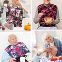 Eurzom 6 Pack Adult Bibs for Elderly Women Men, Reusable Adult Bibs for Eating with Optional Crumb Catcher Clothing Protector
