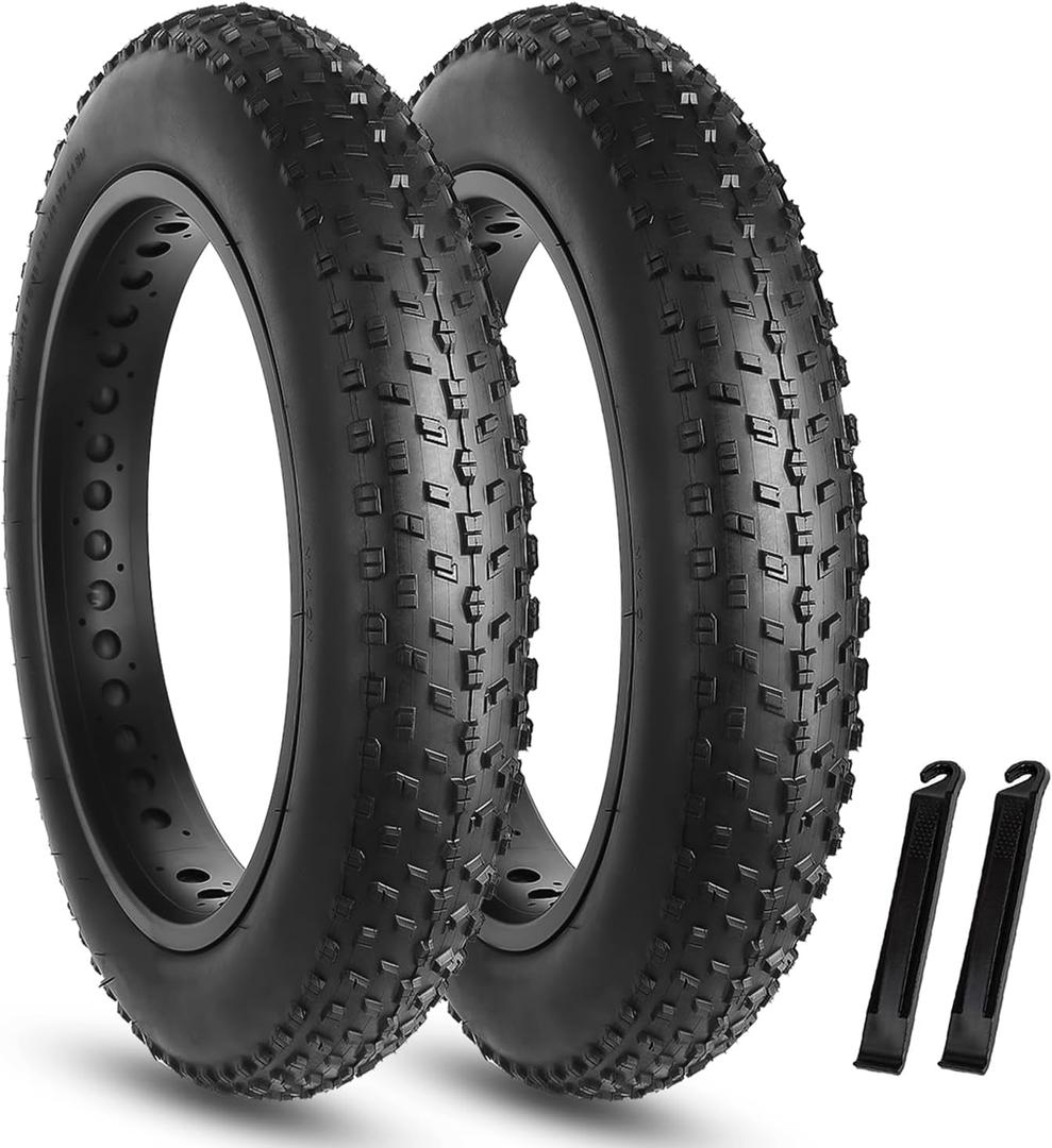 Hycline Fat Bike Replacement Tire: 20x4.0/26x4.0 Inch High-Performance Wear-Resistant Folding MTB Bicycle Tires, All-Terrain High-Density for Street or Trail Riding