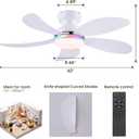 PHORUS 42" White RGB Ceiling Fans with Lights and Remote/APP, Small Modern Low Profile Ceiling Fans with Quiet Reversible DC Motor, Dimmable LED Ceiling Fan Light with 3 Colors 6 Speeds