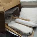 KCC Furry Desk Chair, Mid-Century Modern Accent Comfy Armchair with Faux Fur for Teen Girls, Wood Look Metal Legs Living Dining Room, Home Vanity Makeup Office No Wheel, White. (1 PC)