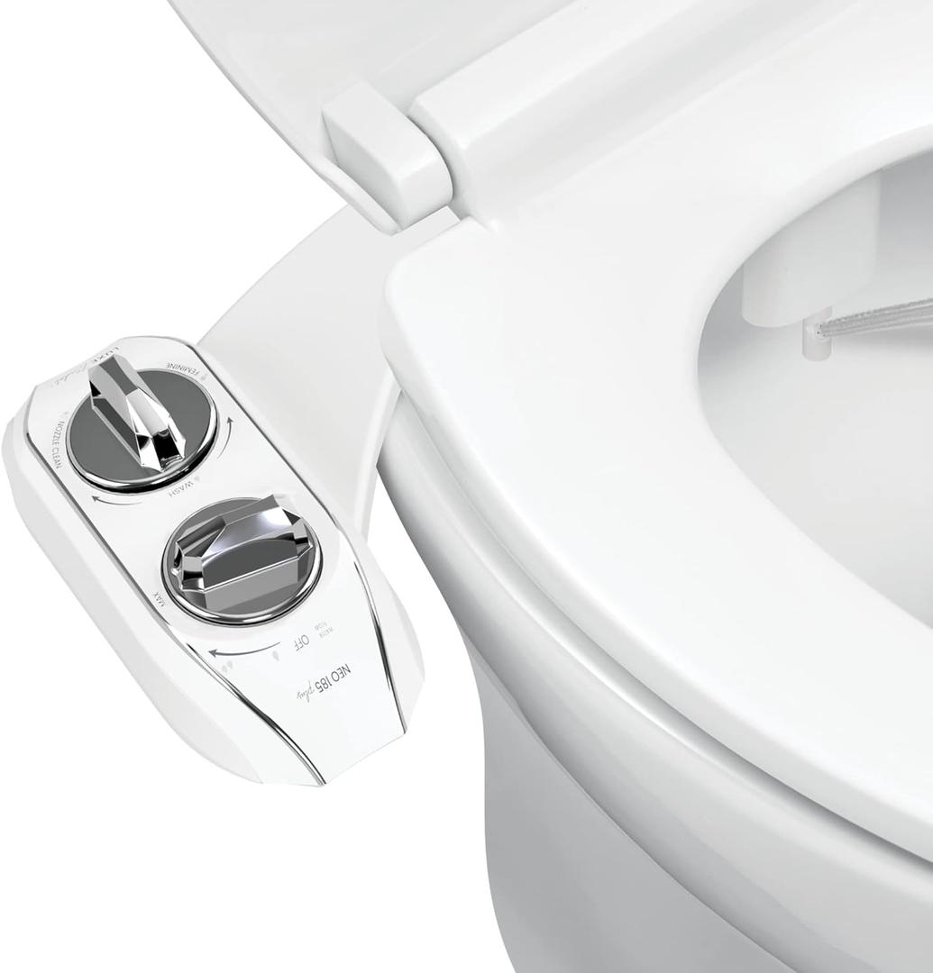 LUXE Bidet NEO 185 Plus - Dual Nozzle, Non-Electric Bidet Attachment for Toilet Seat, Patented Slide-In Install, 360 Self-Clean, EZ-Lift to Clean, Feminine & Rear Wash (Chrome) LUXE Bidet NEO 185 Plus - Dual Nozzle, Non-Electric Bidet Attachment for Toilet Seat, Patented Slide-In Install, 360 Self-Clean, EZ-Lift to Clean, Feminine & Rear Wash (Chrome)