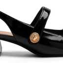 Slingback Mary Jane Heels for Women Low Block Heel Closed Square Toe Pump Shoes Heels Classic Daily Office Dressy Shoes (10, Black)