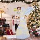 WILLBOND 5 ft Christmas Angel Cardboard Cutout Stand up with Light String Winged Angel Figurines Photo Props Large Lighted Christmas Sign for Xmas Holiday Backdrop Party Decoration