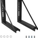 2 PCS 18 x 18 Inch Black Welded Structural Steel Mounting Brackets for Truck Trailer Underbody Tool Boxes with Screws Spacers and Sleeves