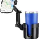 2-in-1 Cup Holder Cell Phone Holder, Adjustable 360 Rotation Universal Phone Holder Fits 4.0-7.0" Devices, Compatible with 12-40 oz Bottles