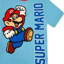 Super Mario 4 Piece Pajama Set - Boys PJs Tight Fit Short Sleeve, Shorts & Pants - Kids Sleepwear Set - Official License (Blue, Size 8Y)
