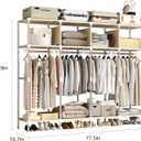 Large Portable Armoire Wardrobe Closet with 4 Hanging Rods and Lockers,Metal Storage Wardrobe Clothes Rack with Dust Cover for Clothes,16.7 in Wide,Bedroom,Gray (Brown, 77.5 in)
