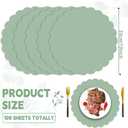 100 Pcs Greenery Paper Placemats 13 Inch Sage Green Disposable Scalloped Place Mats Decorative Round Table Placemats for Birthday Wedding Bridal Shower Baby Shower Banquet Tea Party Supplies