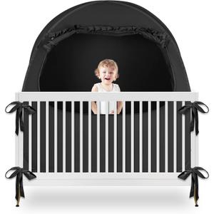 Blackout Baby Sleep Tent Sleep Pod, Pop Up Crib Blackout Cover Canopy for Naps at Home and Traveling, Fits Full Size Crib, Pack n Play, and More with Safe Bottom Design, Blocks 98% Light, Blackout98%