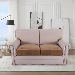 H.VERSAILTEX Stretch Mixed-Color Chenille Couch Cover Furniture Protector Seat Cushion Sofa Cover Non-Slip Couch Covers for Sofa Pets with Elastic Bottom (2 Piece Loveseat Cushion Covers, Caramel)