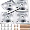 Leg Mounting Plates, 4 Sets Furniture Leg Attachment Plates, 5/16"(M8) Industrial Grade Flat Mounting T-Plates with Hanger Bolts, Screws, Strengthen Weak Furniture Repair Damaged Sofa Couch Seat