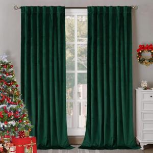 BGment Emerald Velvet Curtains 120 Inches Long for Living Room, Thermal Insulated Room Darkening Curtains Drapes Window Treatment with Back Tab and Rod Pocket, Set of 2 Panels, 52 x 120 Inch (52"W x 120"L (Pack of 2))