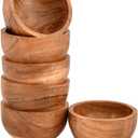 Bowl Set Acacia Wood Set of 6 Hand carved wooden Kitchen Mini Cups for dipping sauce, salsa, Prep, salt & Condiments (3" X 3" X 2")