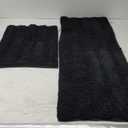 H.VERSAILTEX 2 Piece Bathroom Set Bathroom Rugs Bath Mats Sets Super Absorbent Chenille Striped Bath Mats Non Skid Machine Wash Dry Rugs for Bathroom Floor(Jet Black, 47 x 17 Plus 17 x 24 - Inches)