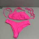 SUUKSESS Women High Waisted String Bikini Sets Sexy Two Piece Cutout Swimsuits (Medium, Hot Pink)