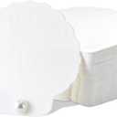 Resurhang 100 Set Oyster Place Card Beach Wedding Place Card with Pressed Oyster Shell Detailing and Pearl Accents for Summer Beach Wedding Party Shower Ivory White(Sea Shell,White)