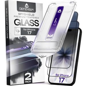 Defenslim for iPhone 17 Privacy Screen Protector (2Pack), Easy Auto-Dust & Align Install Kit, 6.3" Tempered Glass, 9H Hardness, Privacy Protection, Case Friendly, SpyShield