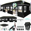 COBIZI 10x30 Pop Up Canopy with Sidewalls, One Push Easy Up Canopy UPF 50+ Waterproof Gazebo Party Tents for Parties, Backyard, Commercial Event, Black