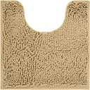 Reyox Chenille Bath Mat, Toilet Rugs U Shaped, Soft Plush Bath Bathroom Rug, Absorbent Shaggy Bathroom Contour Rug Apricot 19.7"x15.7"