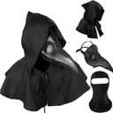 HAOSUN Plague Doctor Mask and Cloak Halloween Costumes for Men 3 in 1 Scary Masks for Adult (Black)