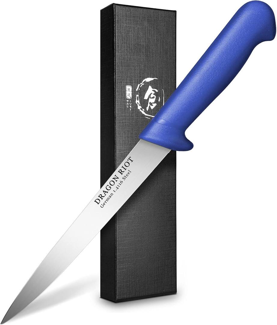 DRAGON RIOT Premium Fish Fillet Knife 8 inch Boning Knife for Meat Cutting Stainless Fish Fillet Turkey Carving Knife DRAGON RIOT Premium Fish Fillet Knife 8 inch Boning Knife for Meat Cutting Stainless Fish Fillet Turkey Carving Knife