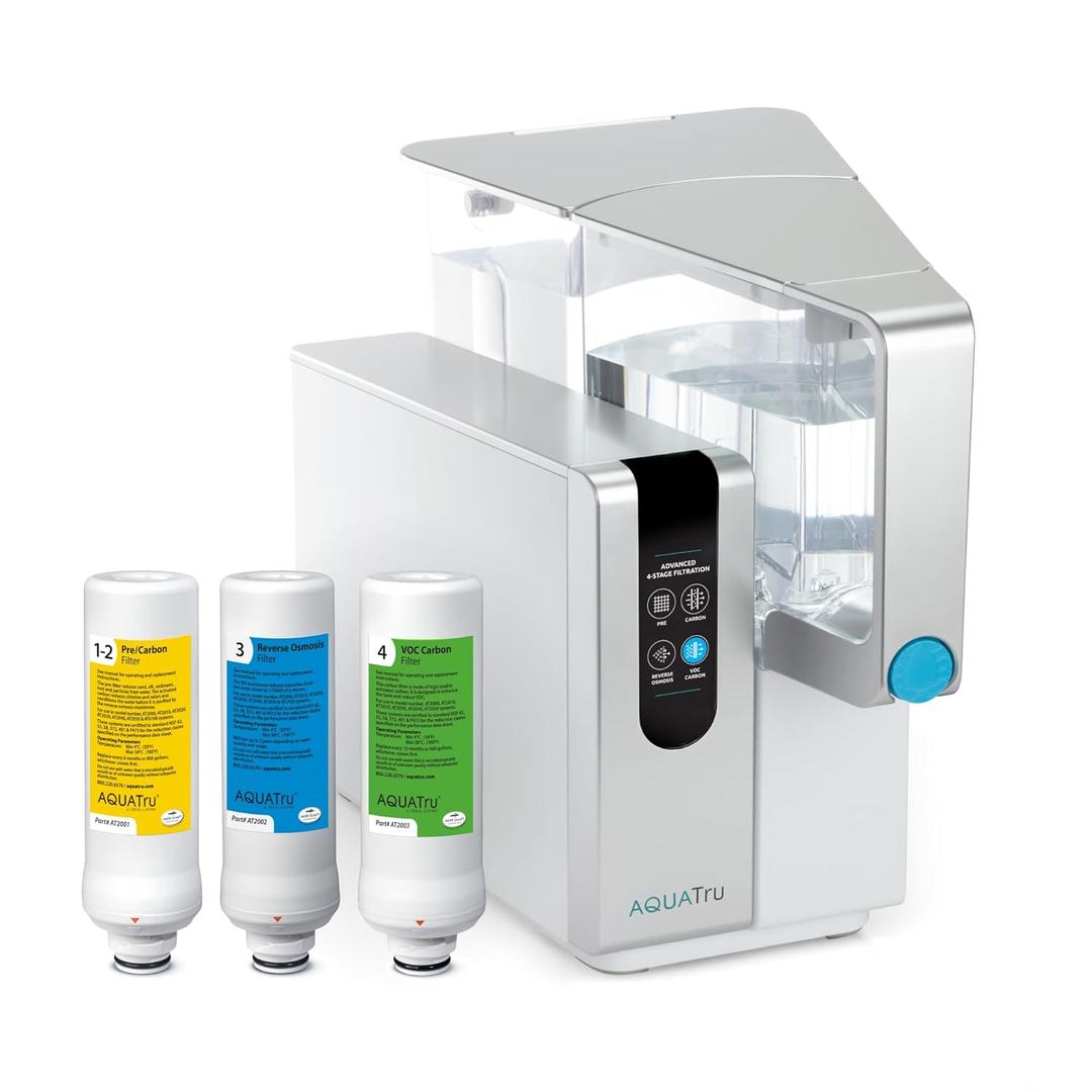 AquaTru Classic Countertop Water Purifier | Certified 4-Stage Reverse Osmosis System Removes 84 Contaminants Including Forever Chemicals, Lead, Fluoride & Microplastics | No Plumbing Required