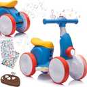 Electric Baby Balance Bike with Bubble Machine for 1 Year Old Boys Girls 4 in 1 Toddler Balance Bike 12-48 Month Kids Bubble Bike Ride Toys First Birthday Gift with Powered Motor,Music,LED Lights