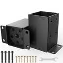 4x4 Post Base, Heavy Duty Post Anchor Base, Inner Size 3.5x3.5 Inch, 13 Gauge Thick Solid Steel Fence Post Brackets, Rust-Proof Black Powder-Coated for Pavilion Porch Railing Pergola(2 Pcs)