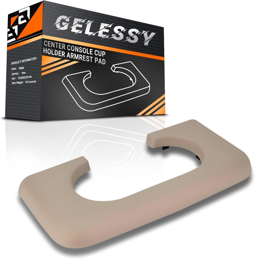 Center Console Cup Holder Compatible with Ford F250 F350 F450 Super Duty 1999-2010 Center Console Cup Holder Armrest Pad, Cupholder Armrest Cover Trim Center Console Accessories (Beige)