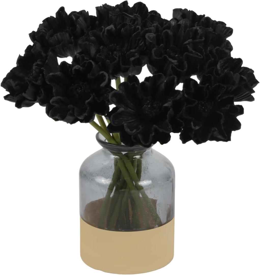 IPOPU Black Poppies Flowers Artificial 10PCS Real Touch Faux Poppy Realistic Black Flowers Fake Poppies for Veterans Day Floral Centerpieces, Tables, Wedding Decorations, Reception