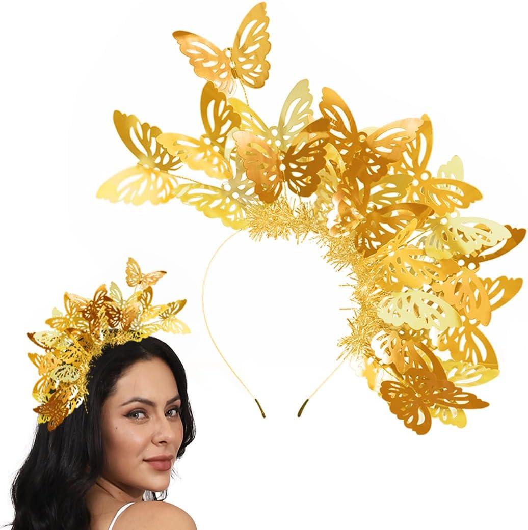 Fstrend Butterfly Fascinators Hat Costume Headband Cosplay Crown Headdress Halloween Tea Party Headpiece for Women