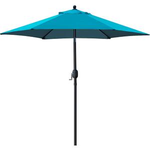 Patio Umbrella Outdoor Table Market Umbrella with Push Button Tilt/Crank, 6 Ribs (Teal Blue)