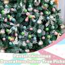 6 Pcs 14 Inch Christmas Tree Picks Velvet Christmas Ornaments Spheres Ball Pick Velvet Xmas Tree Branches Hanging Decoration Wreath Home Office Party Ornament(Pastel)