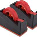 Lichamp 2 Pack Desktop Tape Dispenser Holder with Large 3 Inch Core for Masking, Heat Transfer Sublimation, Painters, Freezer and Kitchen Tapes, 0228BK