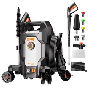 AIVOLT Electric Pressure Washer, Anti-Tipping 4-Wheel Power Washer | Deep Cleaning Power, 5-Nozzle Set, 25FT Hose, Foam Cannon & Spray Gun, UL & CSA Certified for Cars, Patios & Fences, Black & Orange, 01