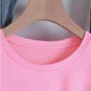 Women's Letter Graphic Tees Short Sleeve Crew Neck Loose T Shirt Drop Shoulder Casual Tops (Pink, XS)