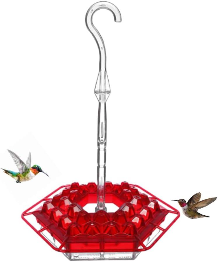 Lil Sweety Hummingbird Feeders | Outdoor Hanging Leak-Proof Feeder w/ 30 Feeding Ports | Built-in Moat, Feeding-Weather Proof & Easy-Filling System | 12-Oz Capacity | Made in The USA | Red