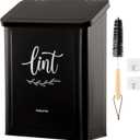 PERFNIQUE Magnetic Lint Bin for Laundry Room with Lint Brush, Wall Mounted Lint Holder Trash can with lid for Dryer, Modern Farmhouse Rustic Metal Laundry Room Storage Organization and Decor(Black)