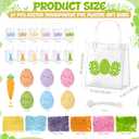 Sweetude 24 Pcs Small Easter Bunny Egg Clear Gift Bags with Handles Clear PVC Treat Candy Goodie Birthday Party Favor Gift Bags with 36 Pcs Carrot and Easter Egg Tags and 120g Grass Shredded Paper