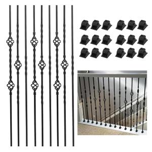 3 Pack Stair Balusters,1/2" x 44",Hollow Double&Single Basket & Double Twist Balusters for Staircase Interior with 18 Swivel Shoes Iron Balusters for Staircase (Basket&Twist)