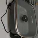 Elite Gourmet 15" x 12" x 4" Electric Skillet, Xtra Deep Dish, Ceralast PFAS Free Ceramic, 1500W Rapid Heat, Tempered Glass Vented Lid, Dishwasher Safe, 12.5 Qt., Black/Gray