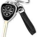 QBUC for Toyota Key Fob Cover with Keychain,Car Key Case fit for Toyota 2007-2011 Camry | 2008-2013 Avalon Corolla | 2009-2016 Venza 4 Buttons Smart Remote Control (Black, 4 Buttons)