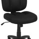 Amazon Basics Low-Back Office Desk Chair with Back Support, Adjustable Height, 360 Degree Swivel, Fabric Upholstery, Rolling, Black
