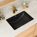 Undermount Bathroom Sink 20 x 14 inch Black Vessel Sink Rectangular | Modern Ceramic Rectangle Vanity Art Basin with Overflow