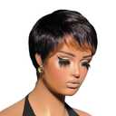 Short Layered Pixie Cut Wigs for Black Women Pixie Cut Human Hair Wigs With Bangs 1b/33 Color for Summer Daily Use Lightwight Glueless Full Machine Made Short Wigs for Women