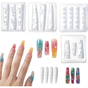 Silicone Nail Art Molds 4PCS 3D Flowers Butterfly Nail Charm Molds Modeling Templates Camellia Flowers Design Mold for Resin Epoxy Making Tool Mould DIY Manicure Decorations Accessories