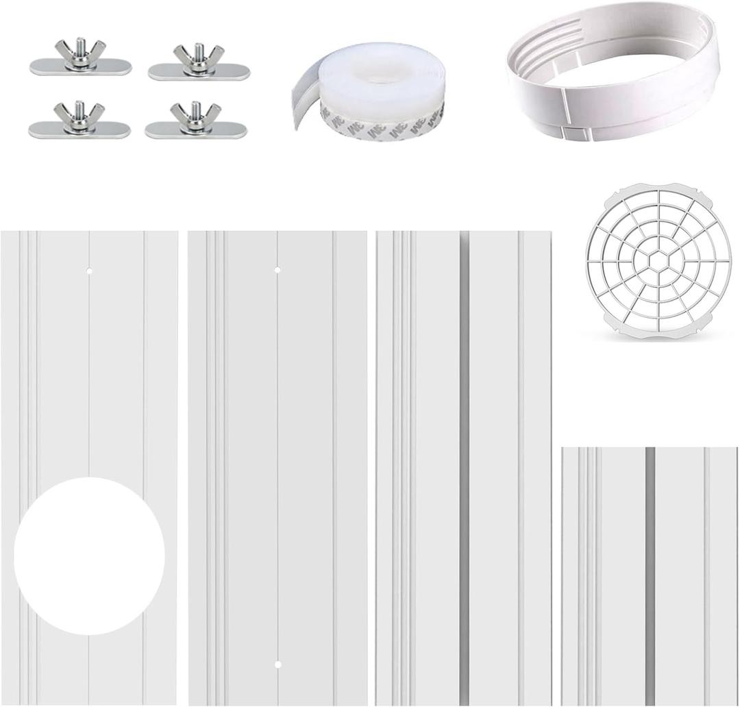 Portable Air conditioner Window Seal Kit, AC Window Seal Suitable for 5.9 AC Exhaust Hose, Adjustable Vertical/Horizontal Sliding Window Vent Seal Plates for A/C Unit Window Vent Kit